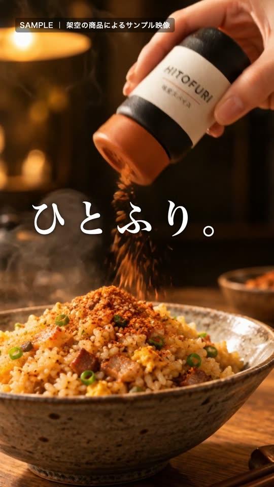 スパイスを振りかける手元